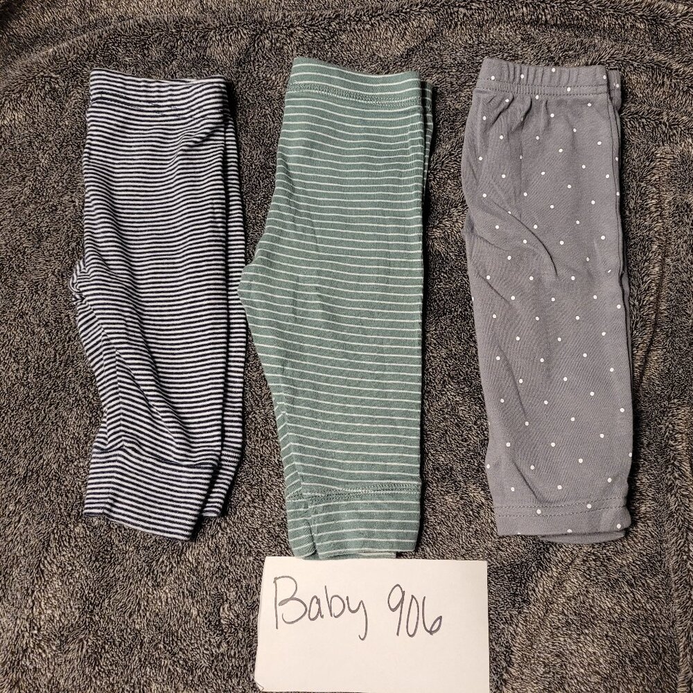 906.   3 Pack Baby Pants Bundled   *ONLY GRAY WITH WHITE DOTS IS AVALIABLE*